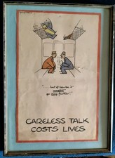 ORIGINAL WW2 Propaganda Poster "Careless Talk Costs Lives" Fougasse Cyril Bird