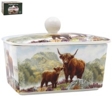 Highland Cow and Calf Butter Dish Ceramic
