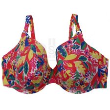 Ladies Padded Bikini Top ex M S Plunge Bra Uk Plus Size Pink Floral Print Summer