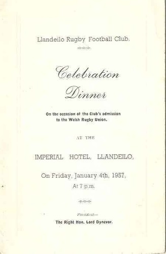 Llandeilo rfc jan 1957 rugby - 1957,