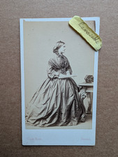 UNUSUAL OLD PHOTO CDV WOMAN CRINOLINE DRESS BRISTOL NAMED SHELPER DR 273