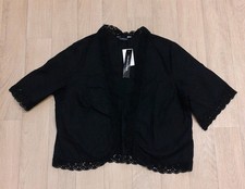 Wardrobe Size 14 Black Short Sleeved Open Front Linen Mix Top