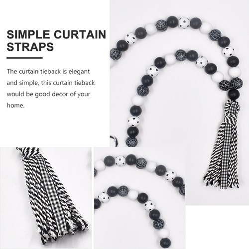 Wooden bead drape tie wood - drape,