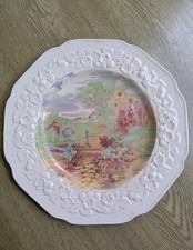 Crown Ducal Gainsborough dinner plate 10" colourful garden scene c1930s
