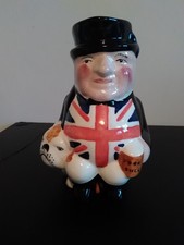 Vintage Studio Pottery  John Bull TOBY JUG - 5.5" -  Rosy Cheeks! with Bull Dog