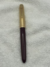 Vintage Parker 51 Maroon Fountain Pen With 1/10 12ct Rolled Gold Lid