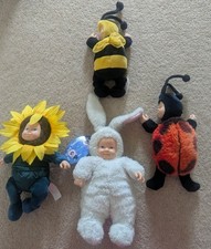 Anne Geddes Baby Collection, Four soft dolls (Bee, ladybird, bunny, Sunflower)