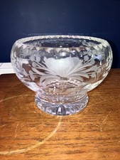 Vintage Royal Brierley Crystal 6" dia Honeysuckle Rose Bowl,