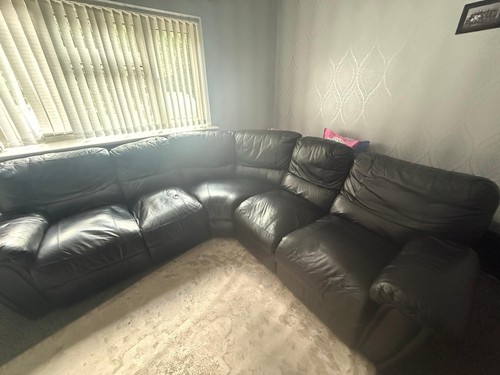 Black leather corner sofa - black,