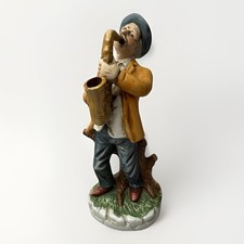 Vintage Ceramic Saxophone Player Figurine Jazz Musician Man Capodimonte Style 