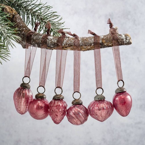 Mini christmas baubles mauve - christmas,