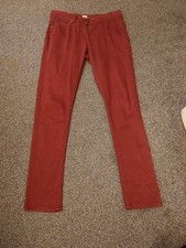F&F SKINNY JEANS size 12L Long, Burgundy Plum Type Colour.