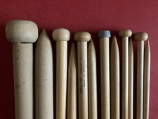 Vintage Wooden Single Point Knitting Needles - Large Gauge Sold per pair