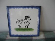 Blue Spongeware 6" Tile with