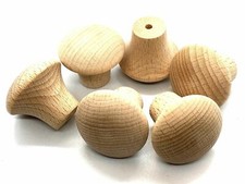 10 x WOODEN KNOBS 32mm fluted beech wood cupboard door cabinet drawer knob (9)