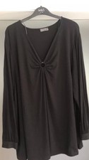 Ladies Plus size Black v-neck jersey Tunic Top size 24 NEW 