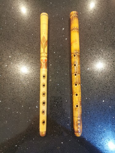 Two handmade wooden bamboo - two,