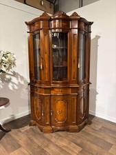 Reproduction Mahogany Continental Serpentine Fronted Display Cabinet