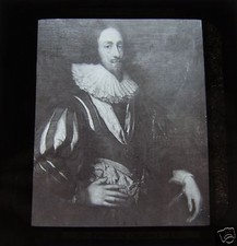 JV Glass Magic Lantern Slide KING CHARLES I . C1900 HISTORY ENGLISH ROYALTY