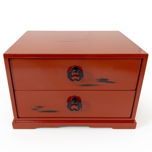 Vtg japanese jewelry box - japanese, red