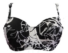 Triumph 4 Your Curves CTOWPD Underwired Padded Bikini Top Black White (m014) 34D
