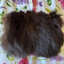 Original VINTAGE 1930s musquash type FUR MUFF satin lining 12” x 9” approx