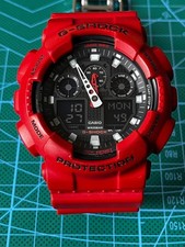 Casio G-Shock GA-100B Red Black Analog Digital Antimagnetic Water Resistant 200m