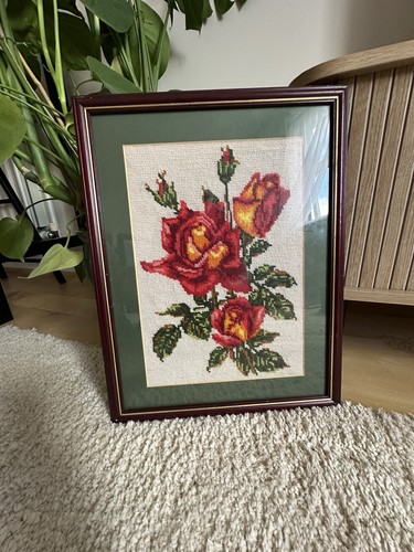 Vintage framed rose cross - framed,