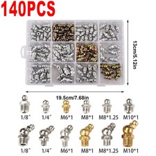140Pcs Assorted Box of Grease Nipples (Metric & Imperial) Popular M6 M8 M10 1/8