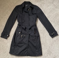 MASSIMO DUTTI ladies black trenchcoat Mac size SMALL pit to pit 17 inches