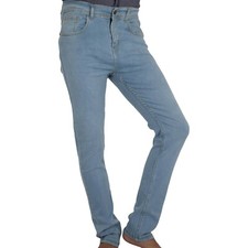 Mens Light Blue Denim Jeans Comfort Stretch Slim Fit Trousers Pants Gents