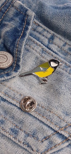 Great tit bird pin - great, and