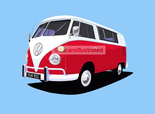 Split screen camper van art - van,