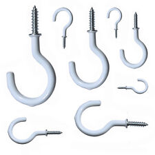 WHITE HOOKS PACK Cup SCREW IN 16mm - 50mm SHOULDERED Kitchen Mug Ceiling Peg