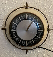 60s SPUTNIK ZODIAC WALL CLOCK, VINTAGE METAMEC MCM MAINS POWER…..