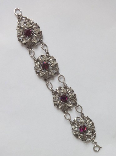 Vintage bracelet faux amethyst - bracelet,