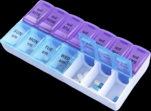 Plastic pill box with - pill,