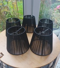 Set Of 5 Black String Clip On Lampshades
