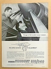 1958 Aircraft Advert VICKERS