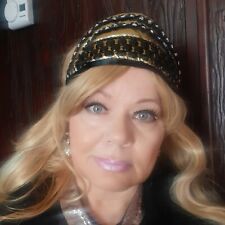 Gold & Black Tudor Lady Medieval Hat Fairy Tale Fancy Dress Costume