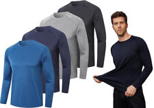 Mens Long Sleeve T-Shirt Cotton/Poly Plain Crew Round Neck Casual Tee Tops S-XL
