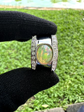 Ethiopian Opal Men Ring 925 Silver October Birthstone Gift for Him AAA grade