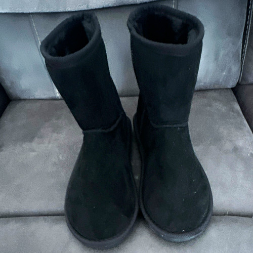 Womens black suede faux fur - suede,