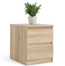 BRAND NEW ESLA MATT OAK EFFECT 2 DRAWER BEDSIDE TABLE - 50cm x 40cm x 50cm