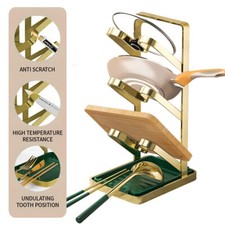 3 Tiers Pot Lid Rack Holder Organizer Kitchen Spoon Rest Holder Pan Racks Stand~