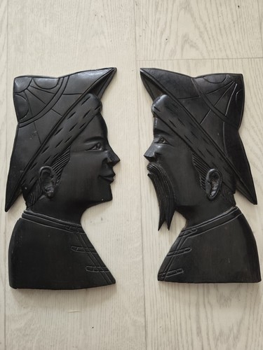 Wood carving wall hanging - wood, face