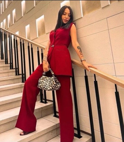 Zara dark red belted - dark, vest