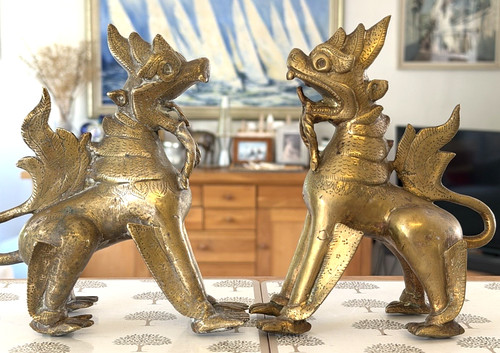 Vintage pair large brass - of,