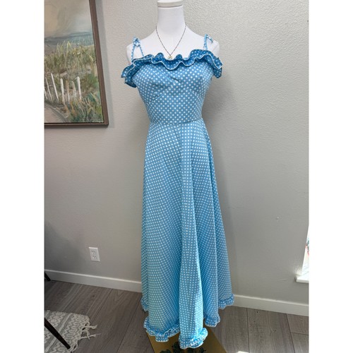 Vintage 70s blue polka dot - polka,