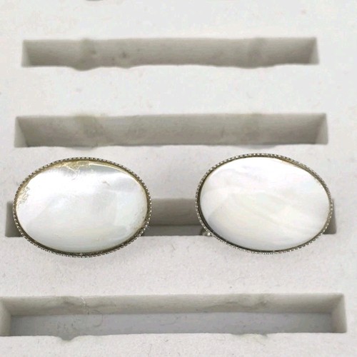 Mother pearl cufflinks oval - cufflinks,